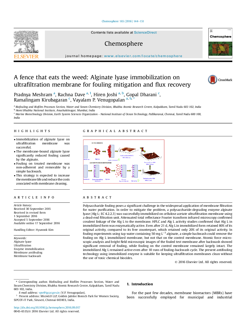 A fence that eats the weed: Alginate lyase immobilization on ultrafiltration membrane for fouling mitigation and flux recovery