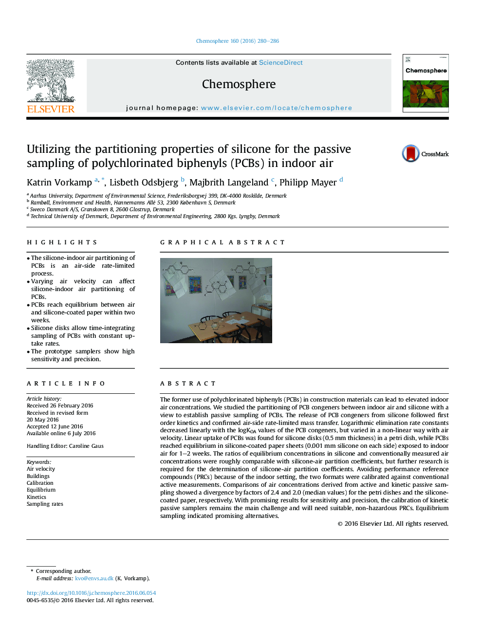 Utilizing the partitioning properties of silicone for the passive sampling of polychlorinated biphenyls (PCBs) in indoor air