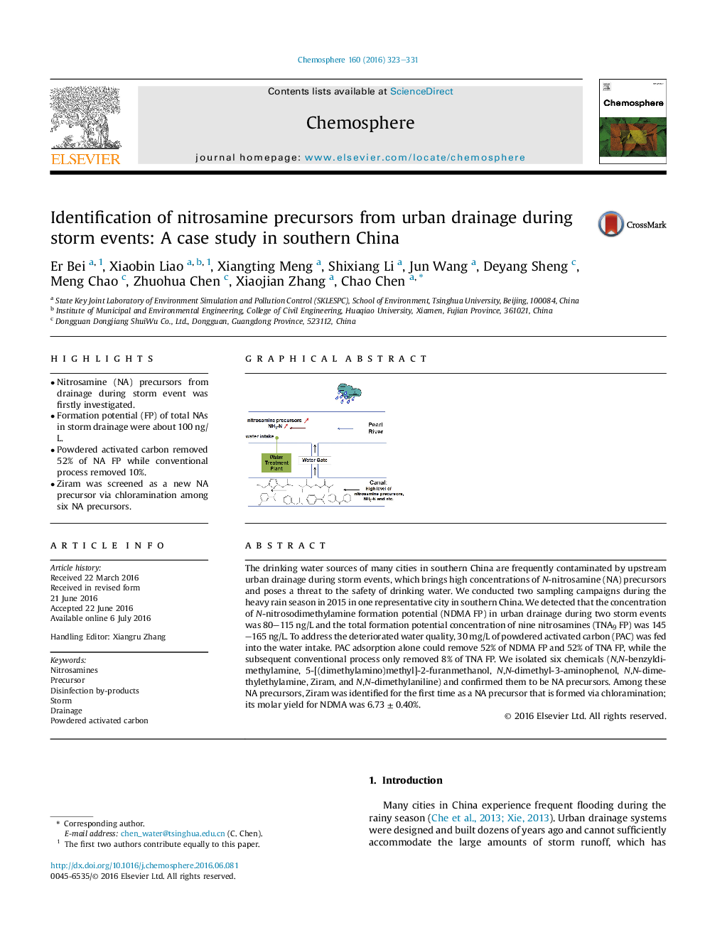 Identification of nitrosamine precursors from urban drainage during storm events: A case study in southern China