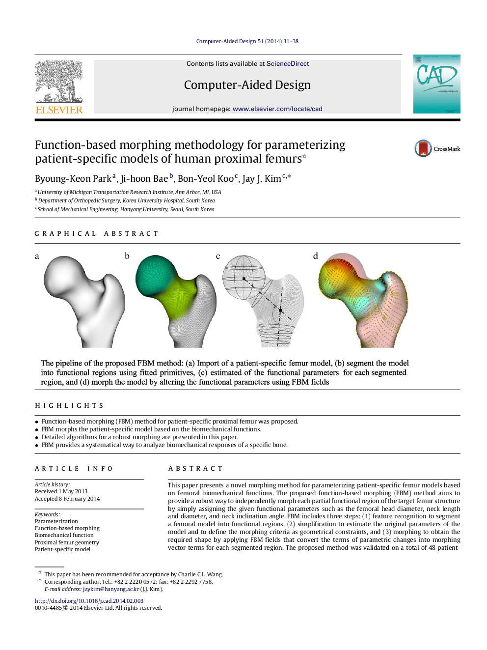 Function-based morphing methodology for parameterizing patient-specific models of human proximal femurs 