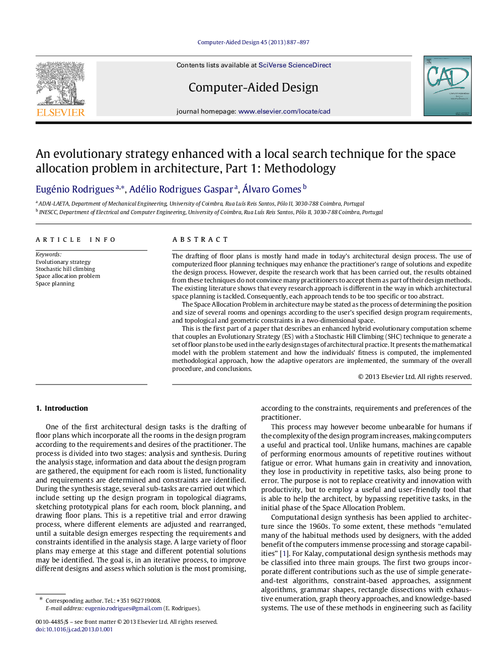 An evolutionary strategy enhanced with a local search technique for the space allocation problem in architecture, Part 1: Methodology