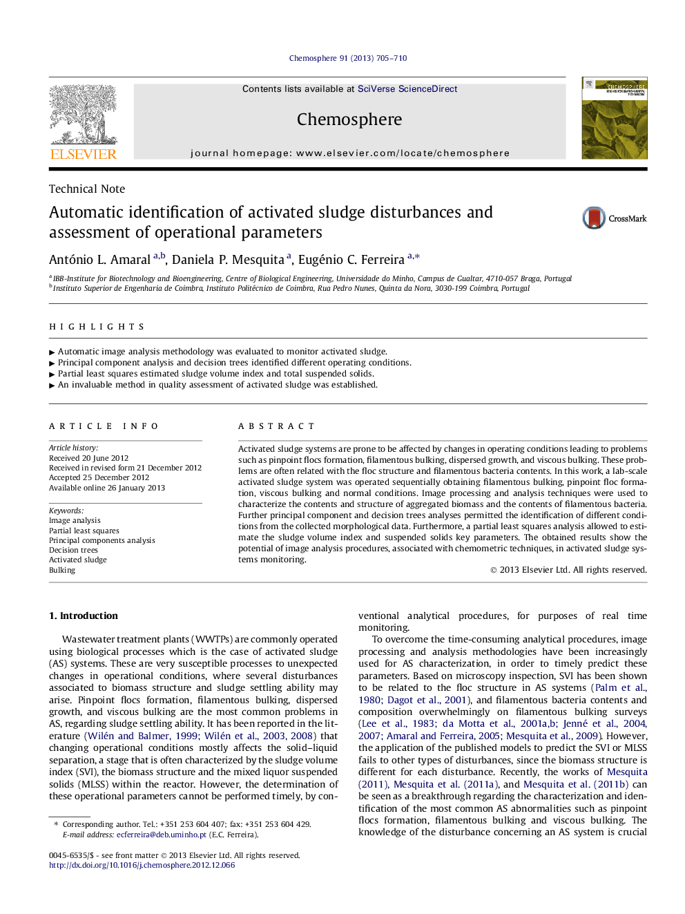 Automatic identification of activated sludge disturbances and assessment of operational parameters