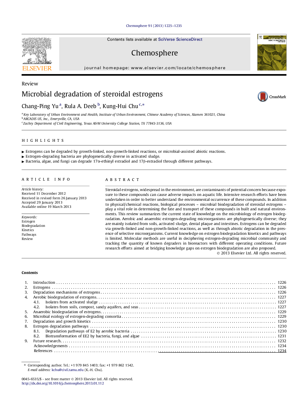 Microbial degradation of steroidal estrogens