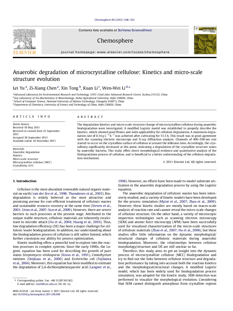 Anaerobic degradation of microcrystalline cellulose: Kinetics and micro-scale structure evolution