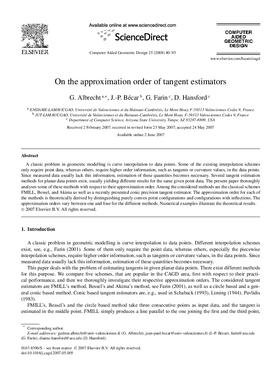 On the approximation order of tangent estimators