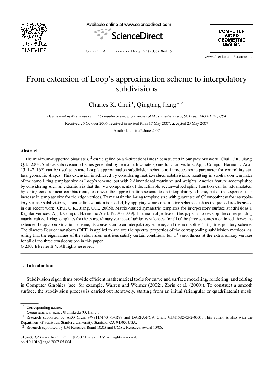 From extension of Loop's approximation scheme to interpolatory subdivisions