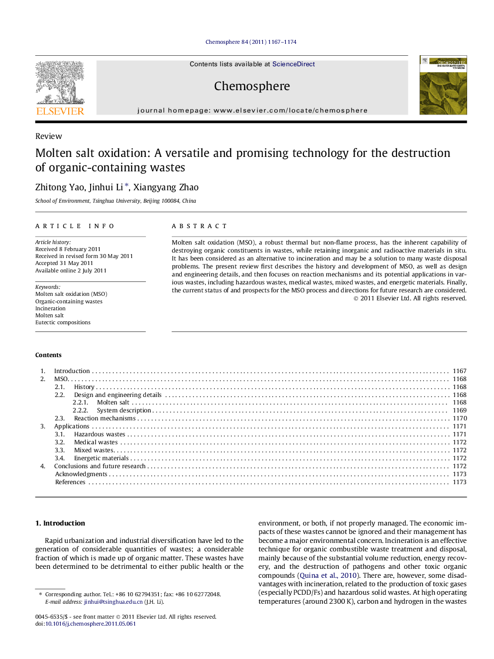 Molten salt oxidation: A versatile and promising technology for the destruction of organic-containing wastes