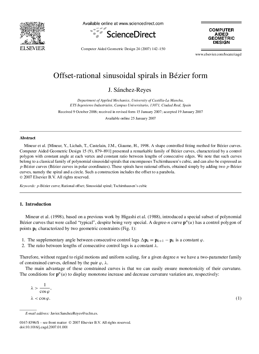 Offset-rational sinusoidal spirals in Bézier form