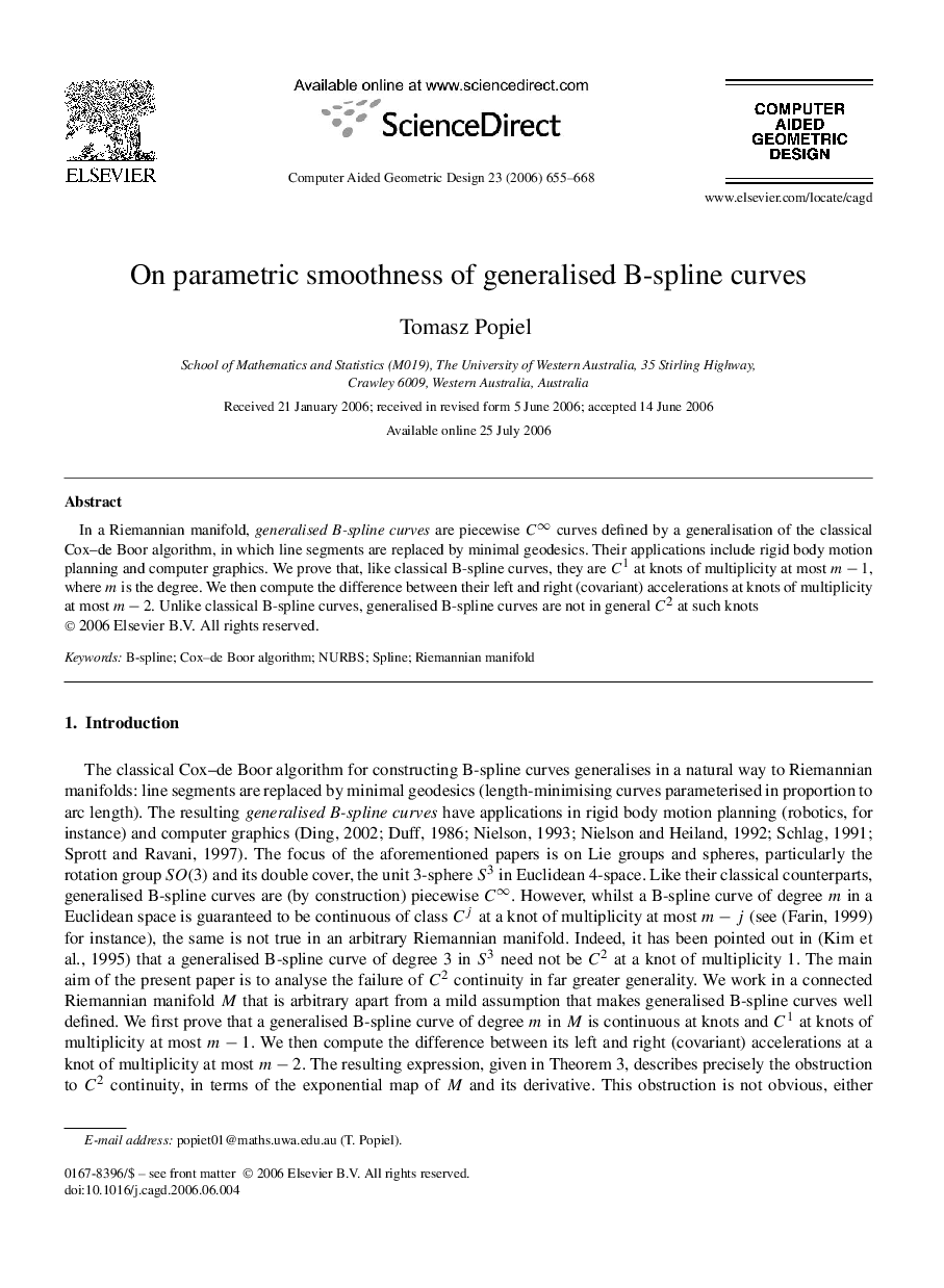 On parametric smoothness of generalised B-spline curves