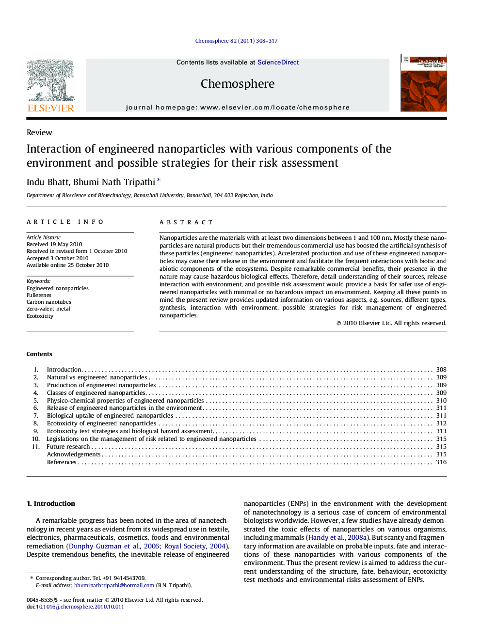 Interaction of engineered nanoparticles with various components of the environment and possible strategies for their risk assessment