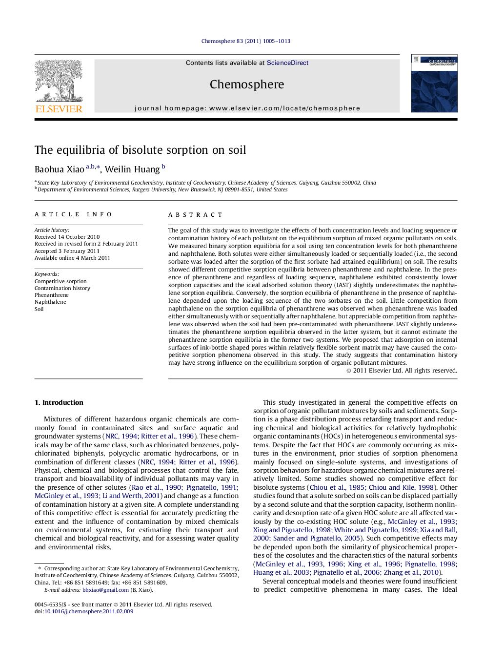 The equilibria of bisolute sorption on soil