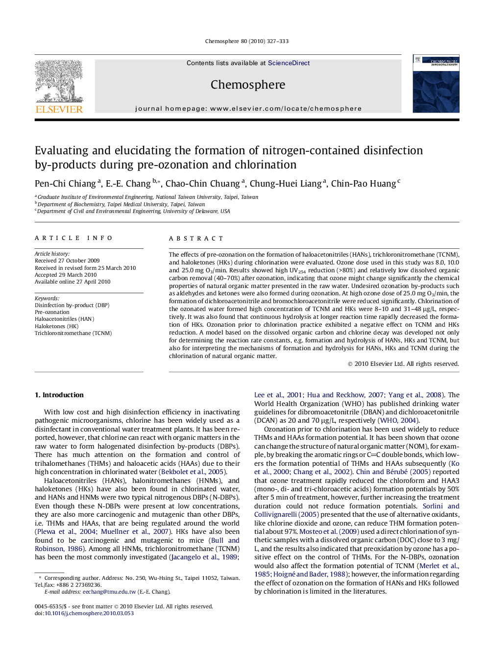 Evaluating and elucidating the formation of nitrogen-contained disinfection by-products during pre-ozonation and chlorination