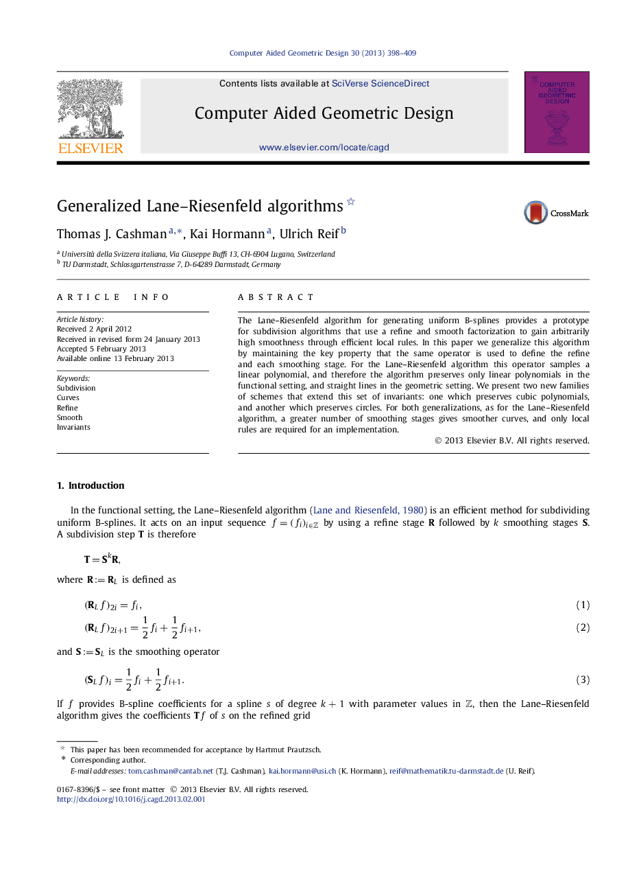 Generalized Lane–Riesenfeld algorithms 