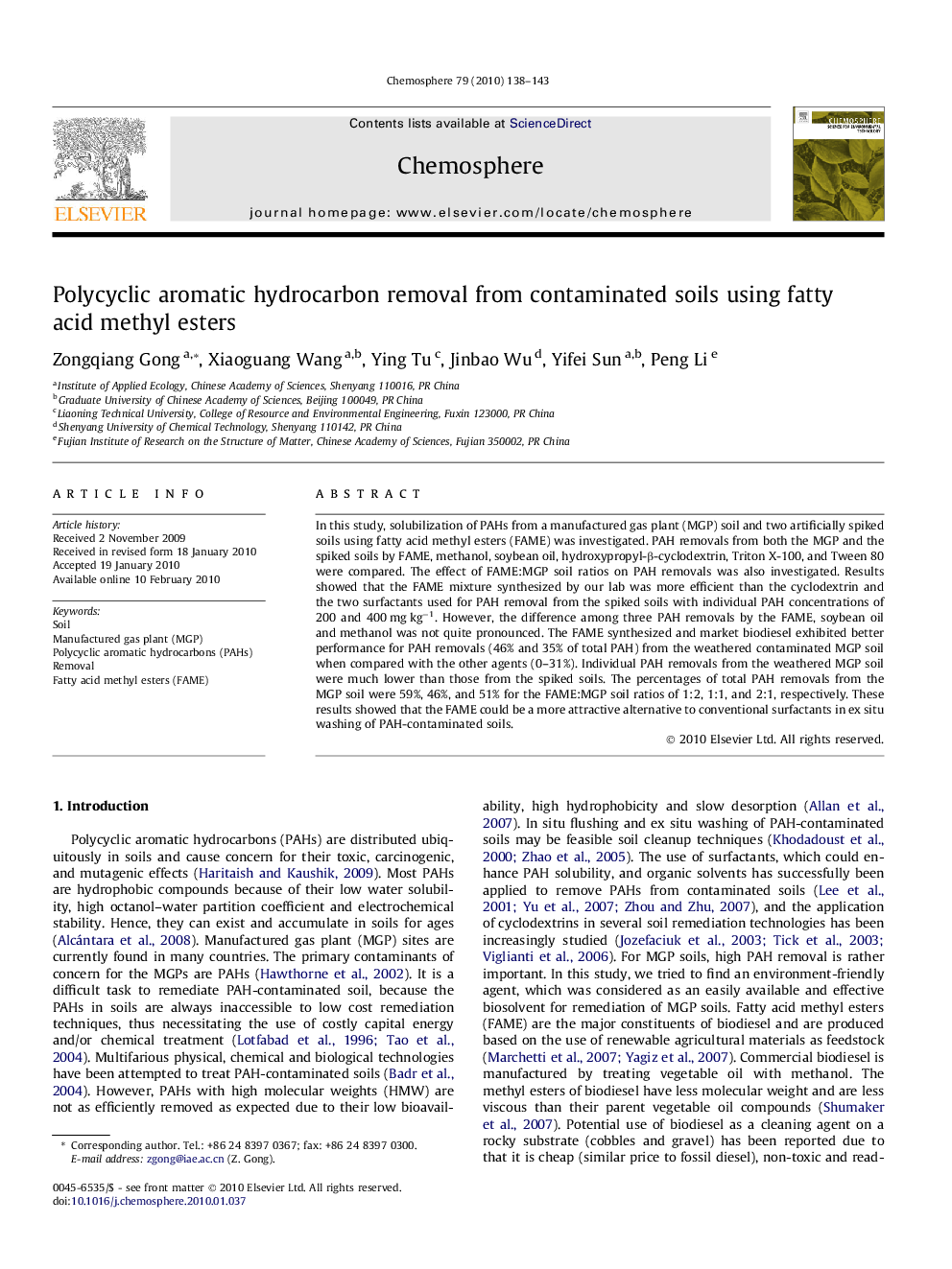 Polycyclic aromatic hydrocarbon removal from contaminated soils using fatty acid methyl esters