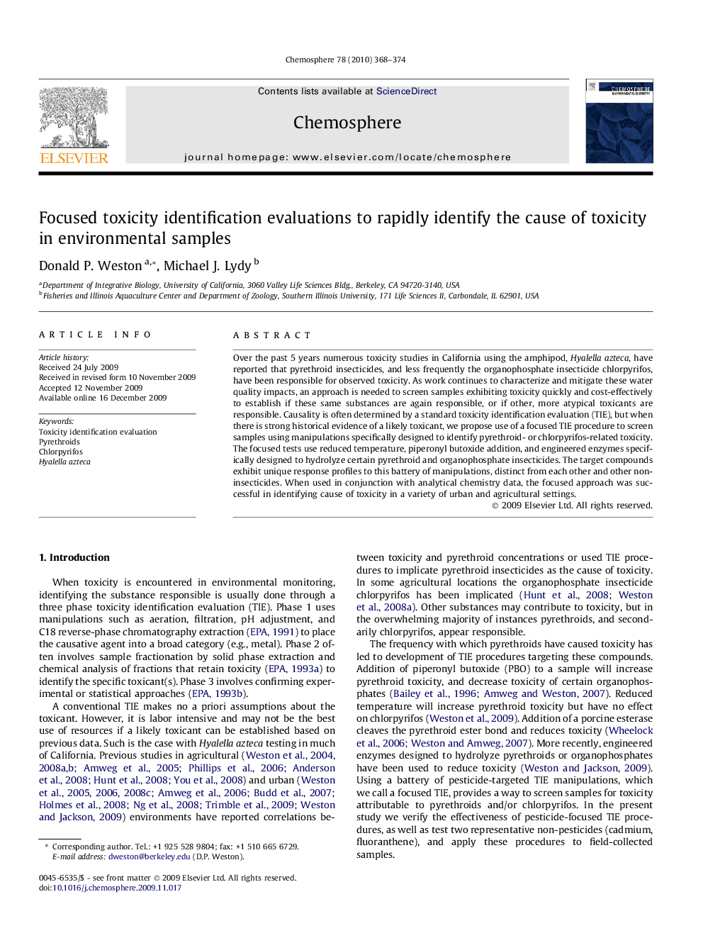 Focused toxicity identification evaluations to rapidly identify the cause of toxicity in environmental samples