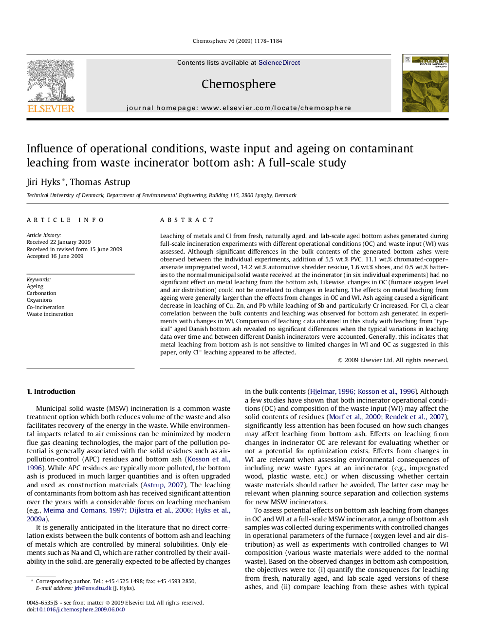 Influence of operational conditions, waste input and ageing on contaminant leaching from waste incinerator bottom ash: A full-scale study