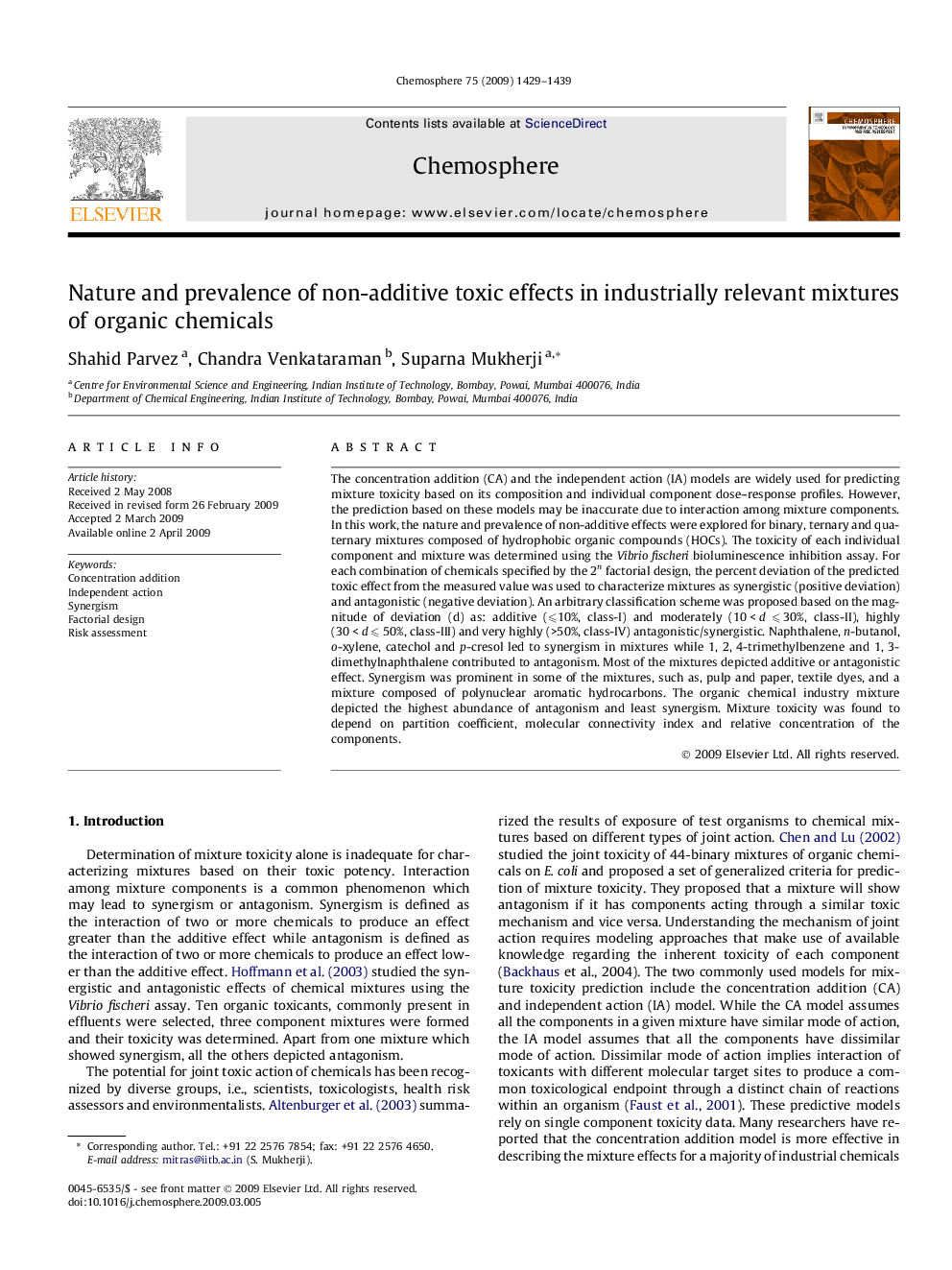 Nature and prevalence of non-additive toxic effects in industrially relevant mixtures of organic chemicals