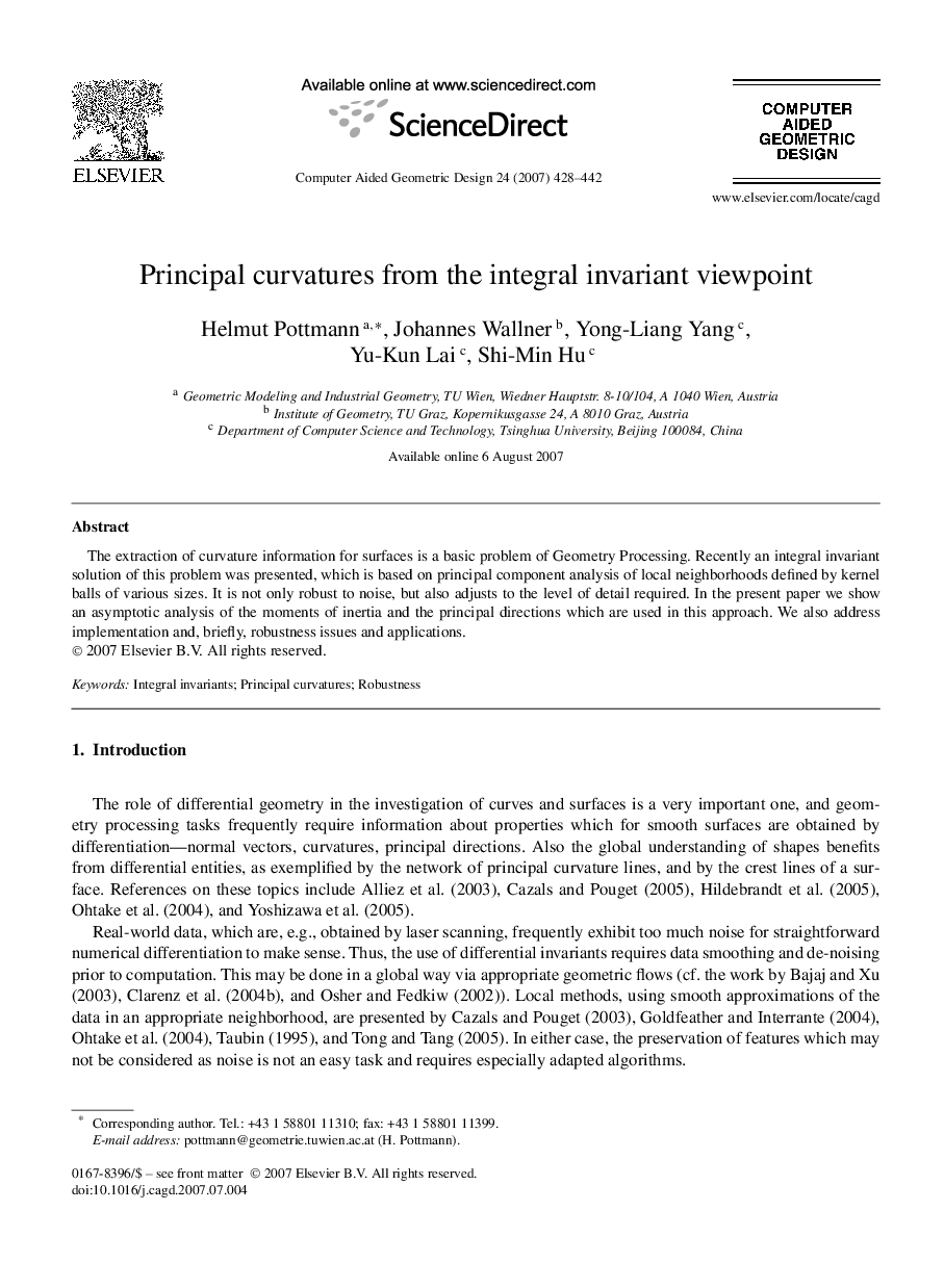 Principal curvatures from the integral invariant viewpoint