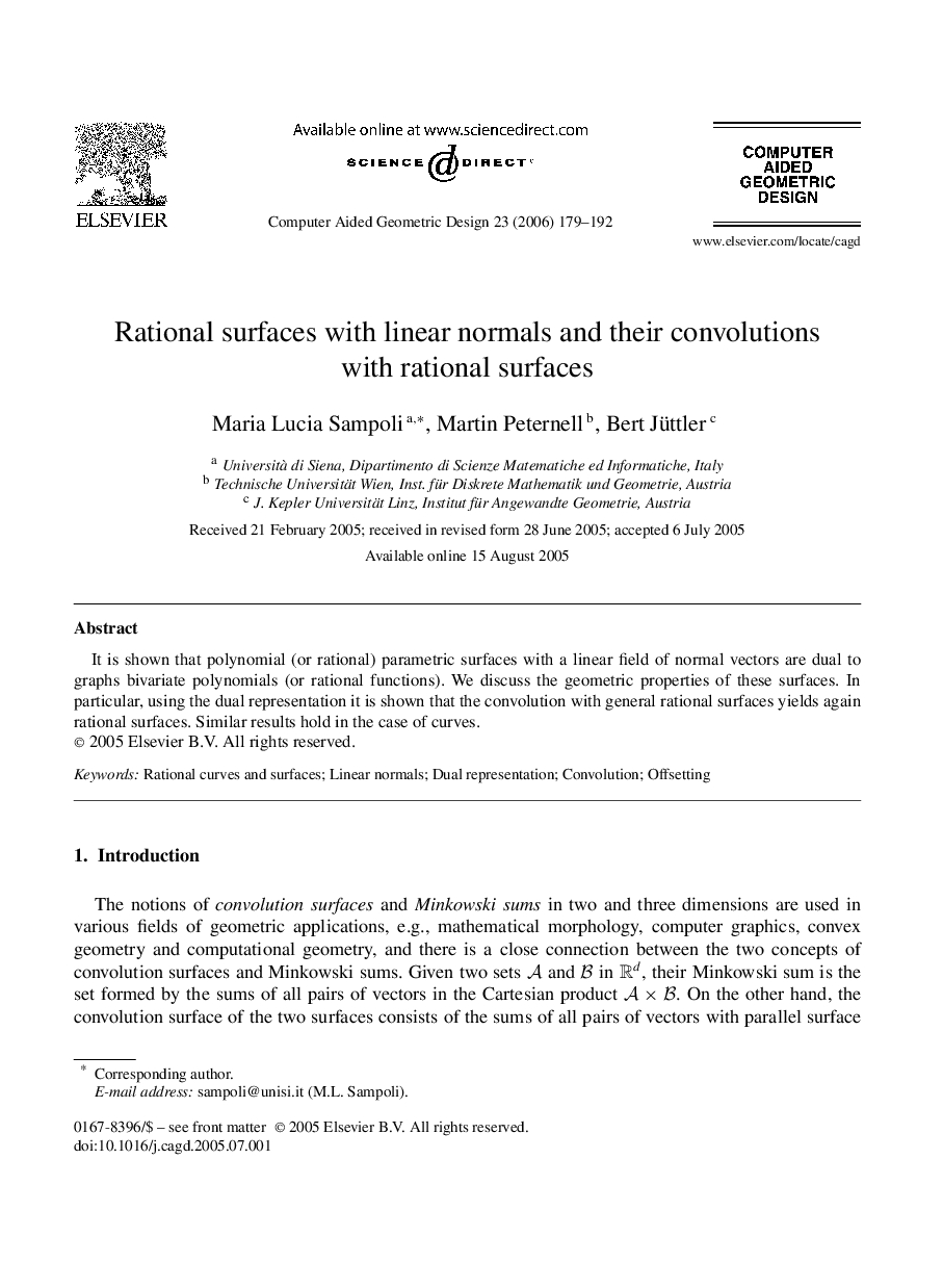 Rational surfaces with linear normals and their convolutions with rational surfaces