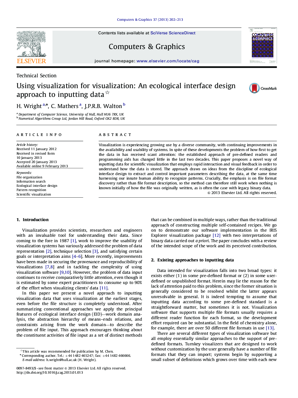 Using visualization for visualization: An ecological interface design approach to inputting data 