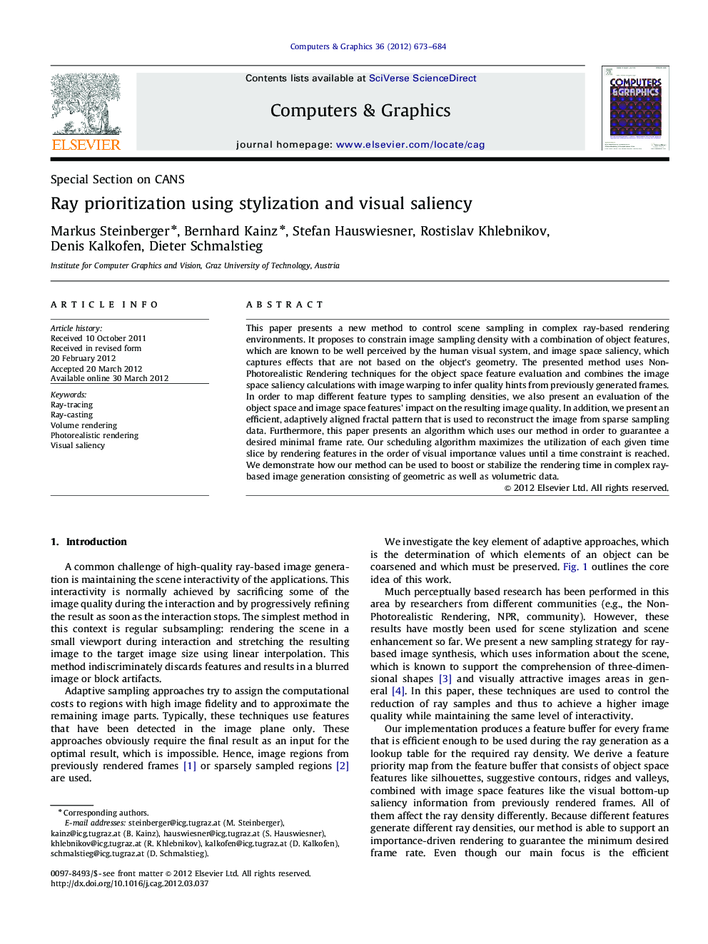 Ray prioritization using stylization and visual saliency