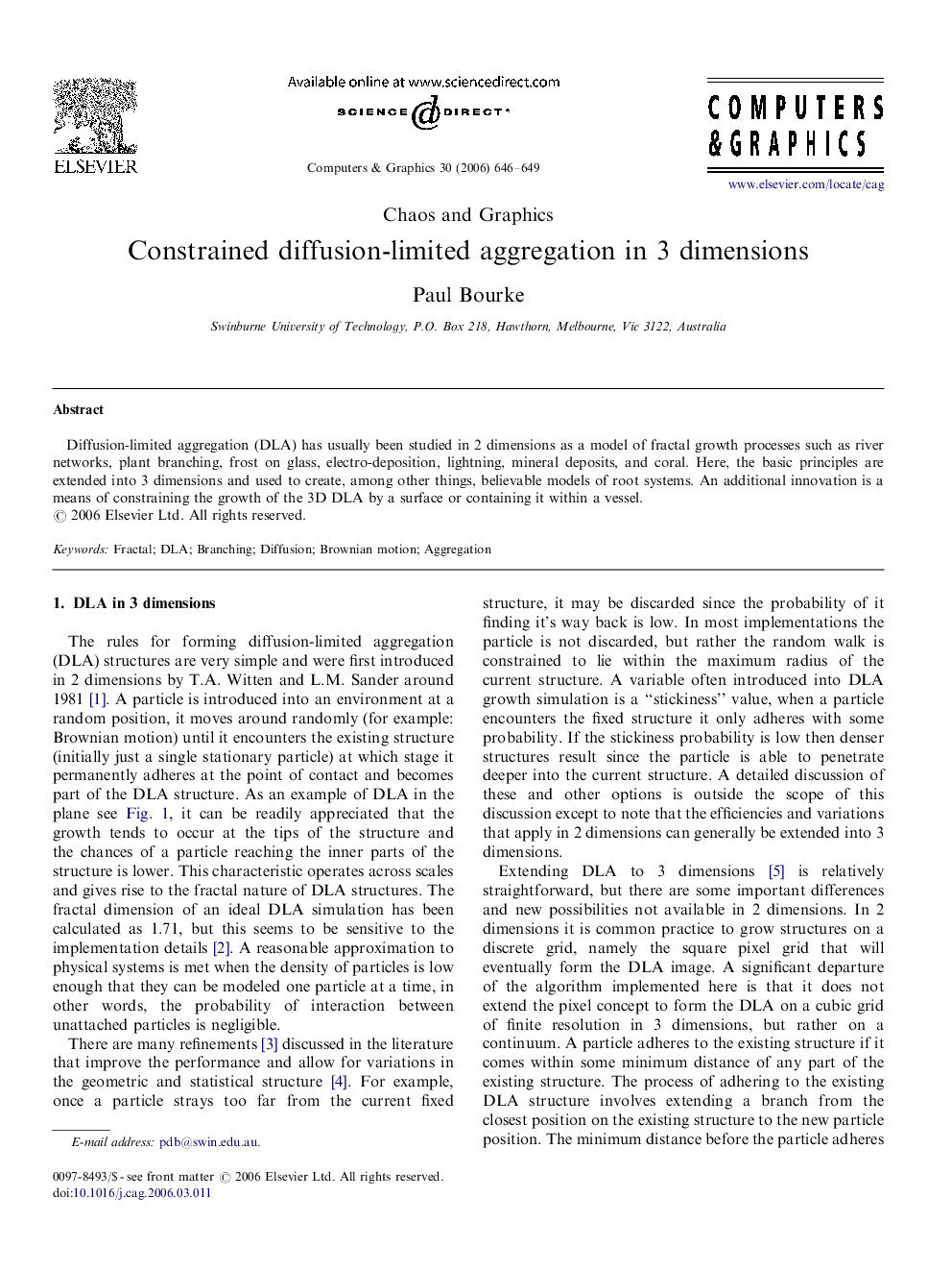 Constrained diffusion-limited aggregation in 3 dimensions