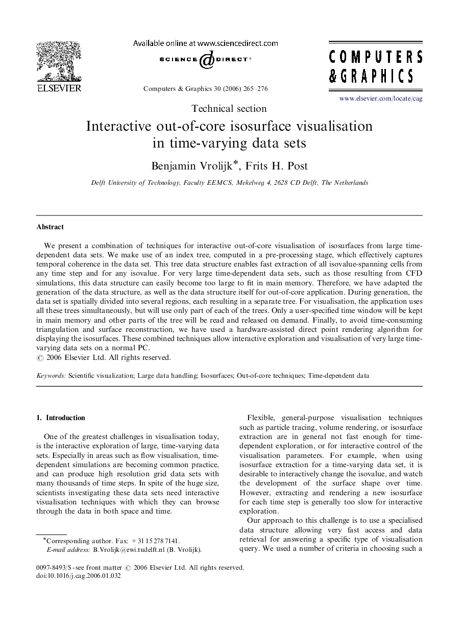 Interactive out-of-core isosurface visualisation in time-varying data sets