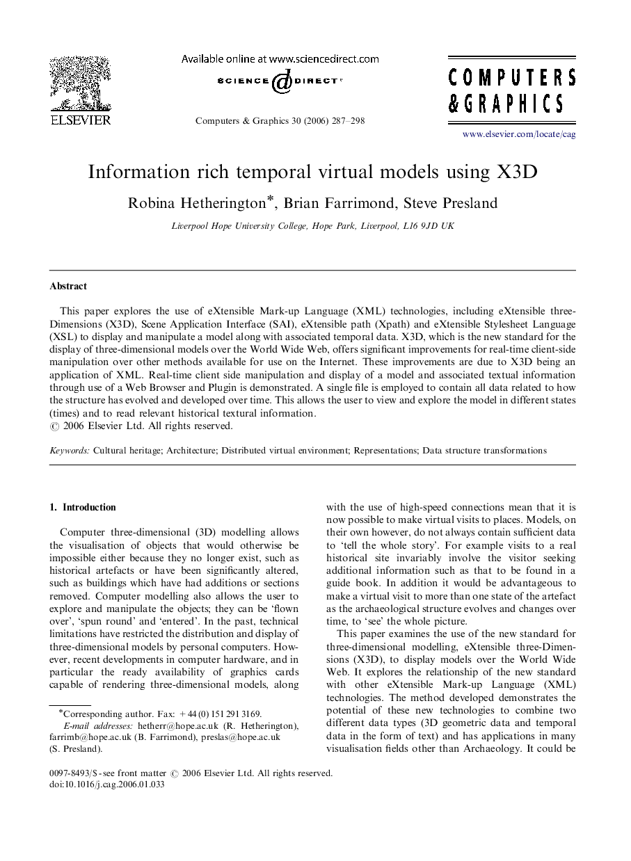 Information rich temporal virtual models using X3D