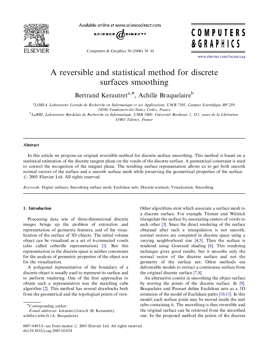 A reversible and statistical method for discrete surfaces smoothing