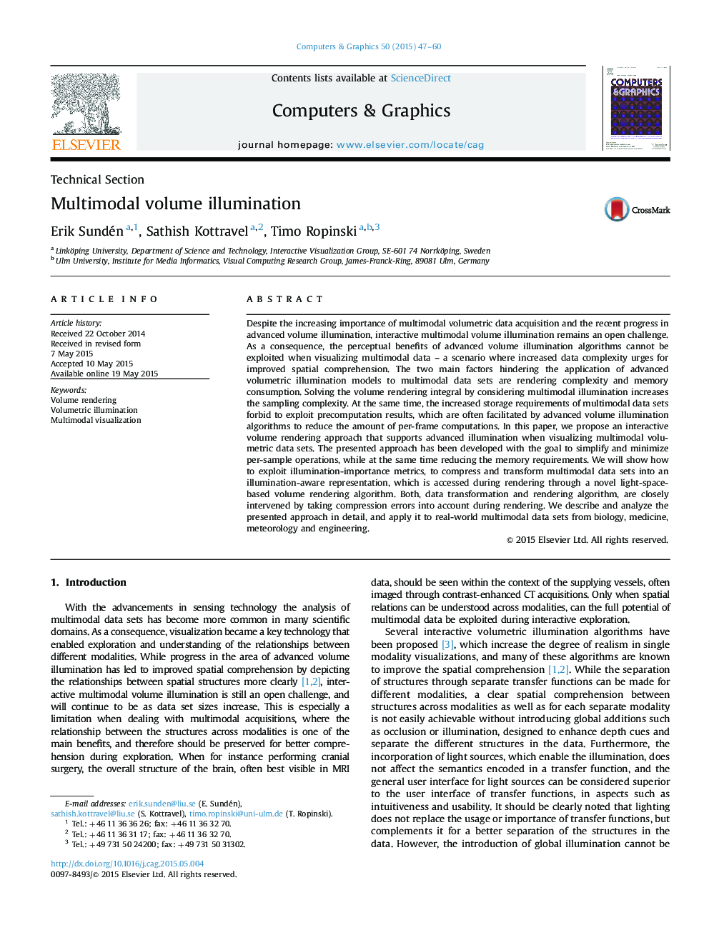 Multimodal volume illumination