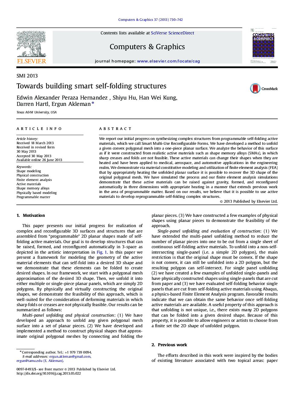 Towards building smart self-folding structures