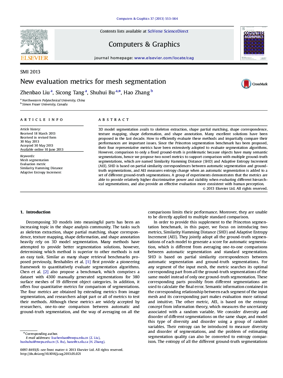 New evaluation metrics for mesh segmentation