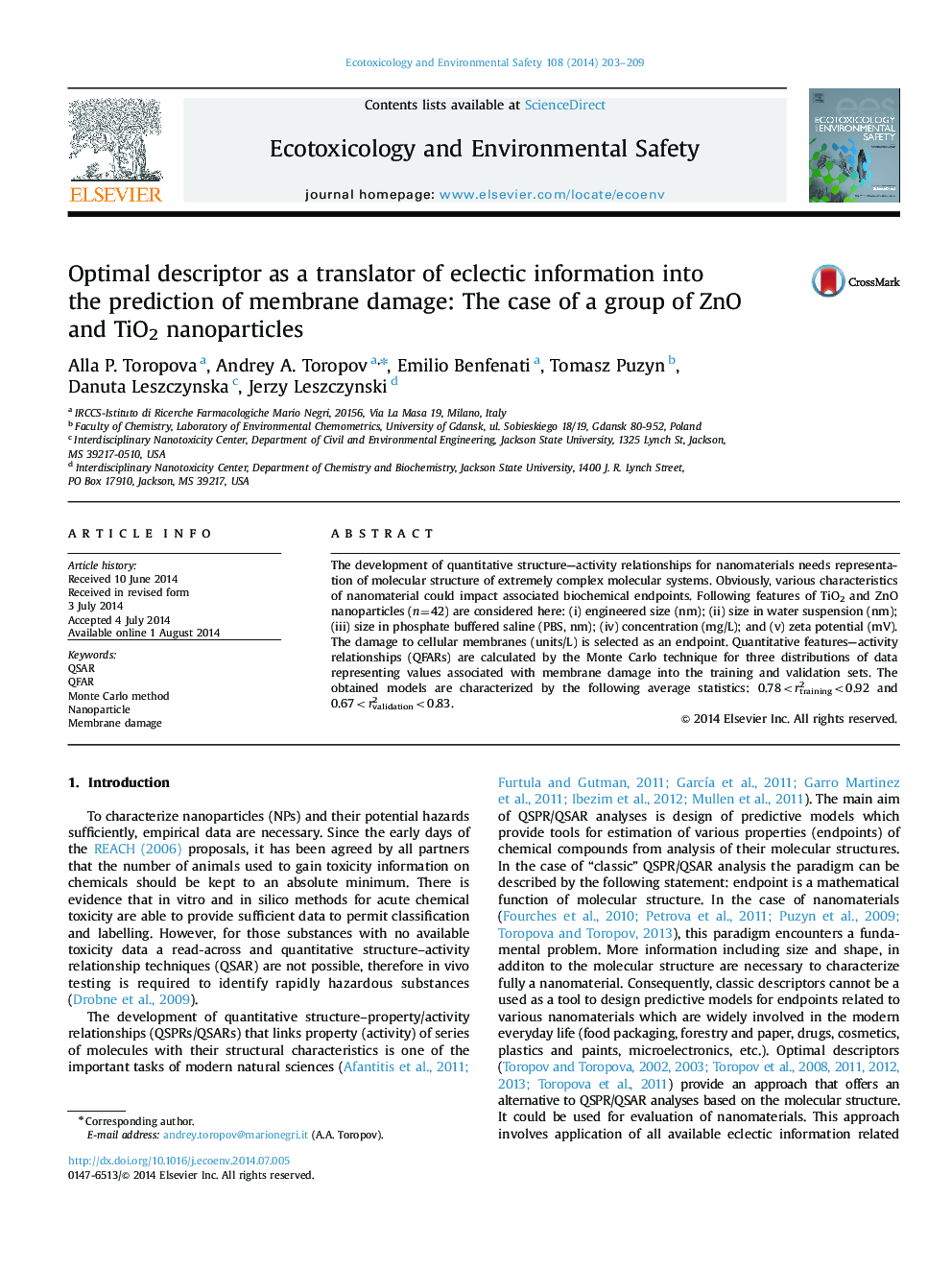 Optimal descriptor as a translator of eclectic information into the prediction of membrane damage: The case of a group of ZnO and TiO2 nanoparticles