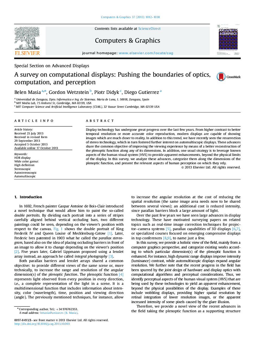 A survey on computational displays: Pushing the boundaries of optics, computation, and perception