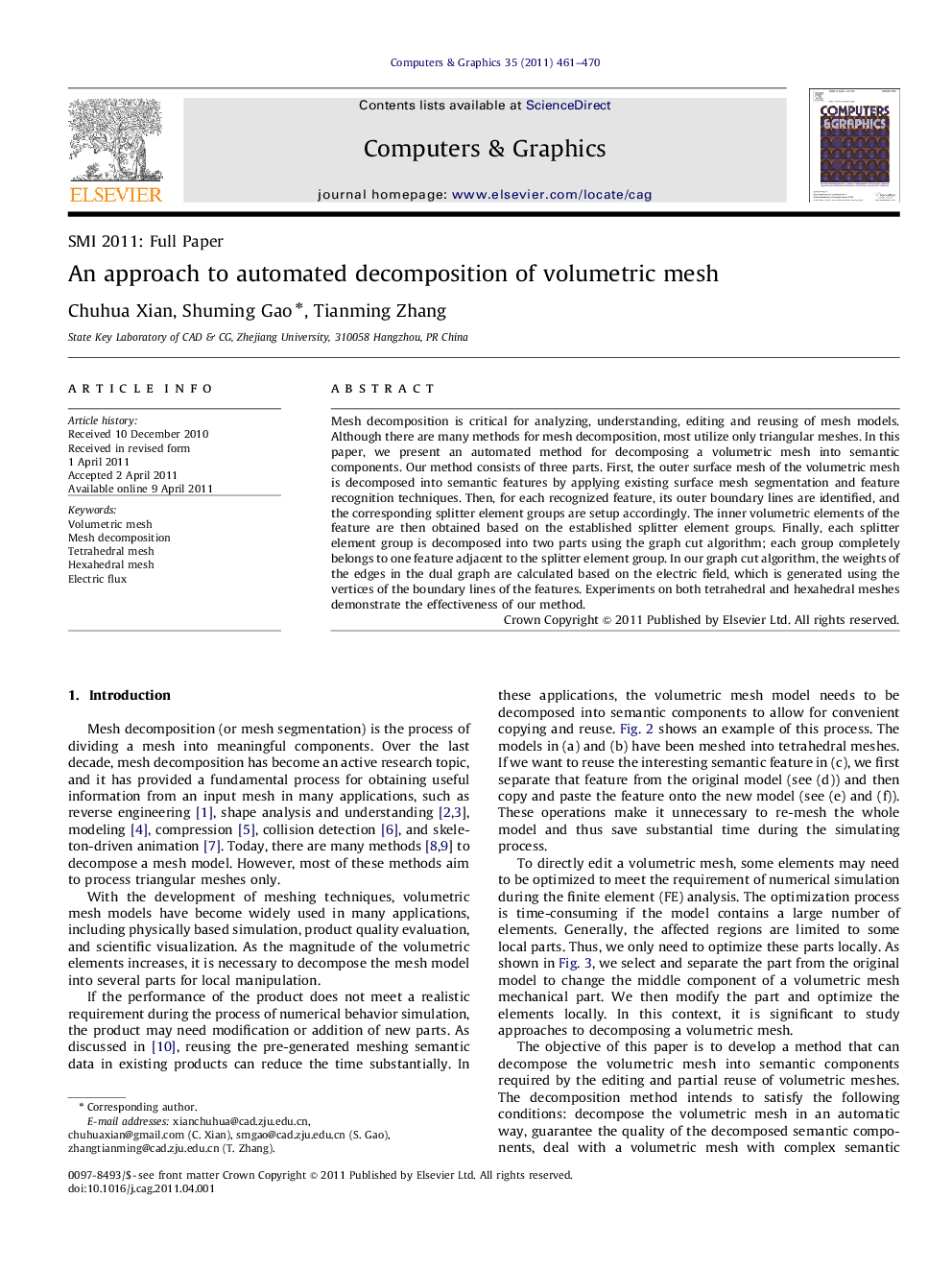 An approach to automated decomposition of volumetric mesh