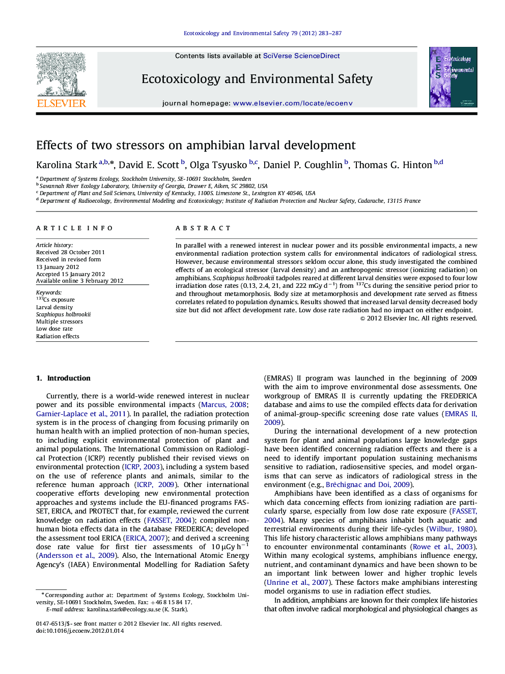 Effects of two stressors on amphibian larval development