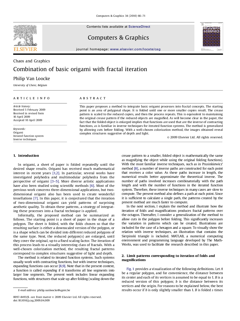 Combination of basic origami with fractal iteration