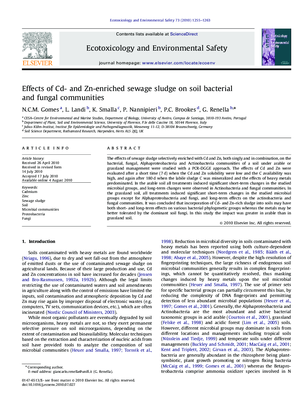 Effects of Cd- and Zn-enriched sewage sludge on soil bacterial and fungal communities