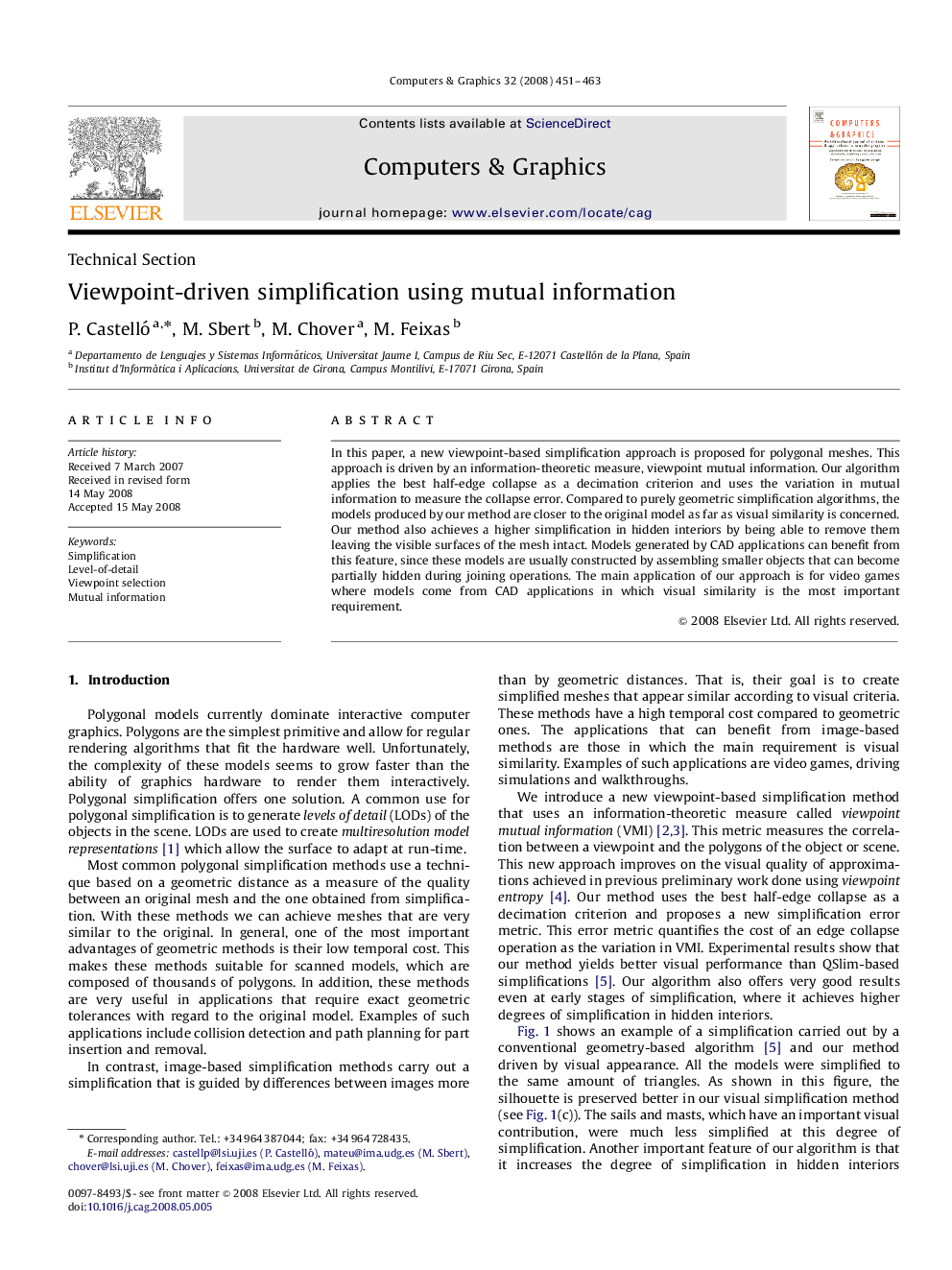 Viewpoint-driven simplification using mutual information