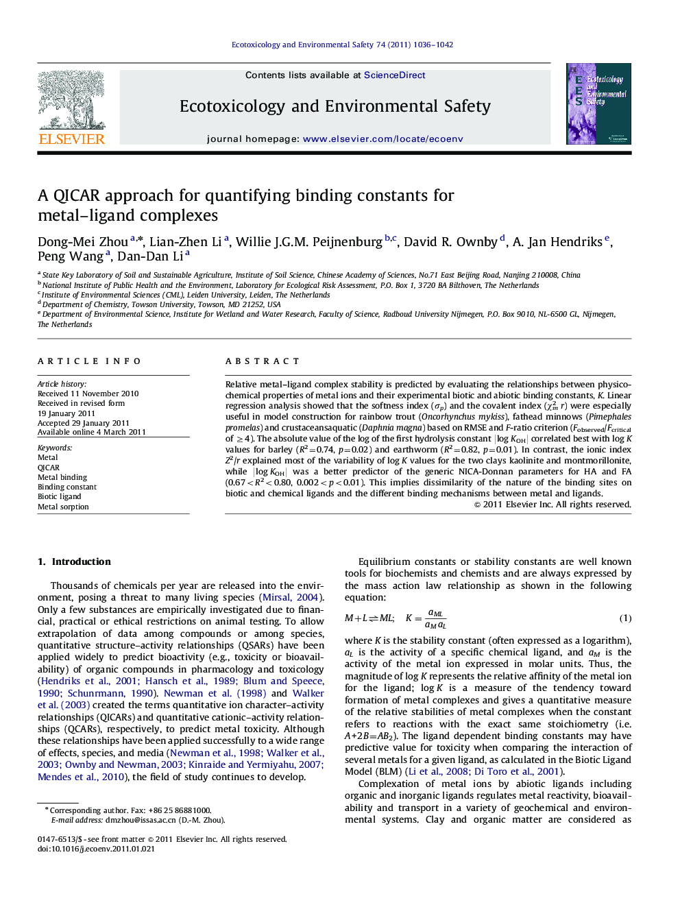 A QICAR approach for quantifying binding constants for metal–ligand complexes