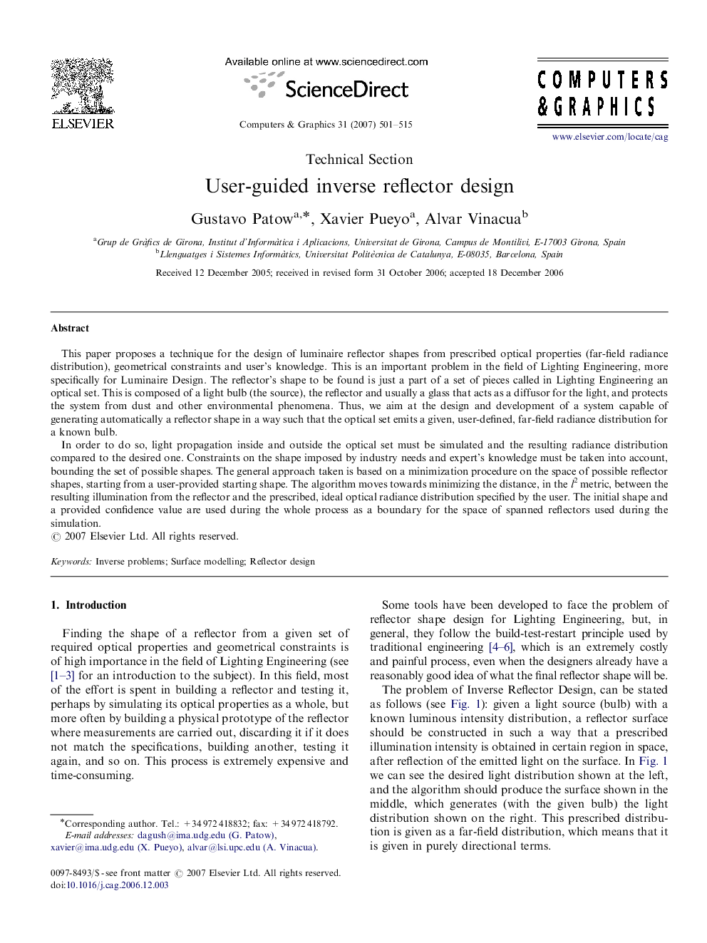 User-guided inverse reflector design