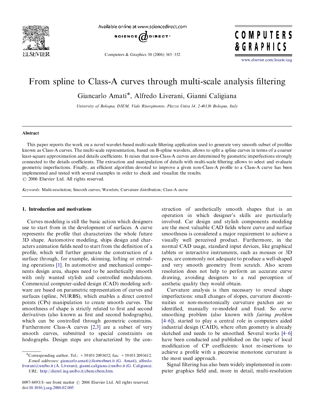 From spline to Class-A curves through multi-scale analysis filtering