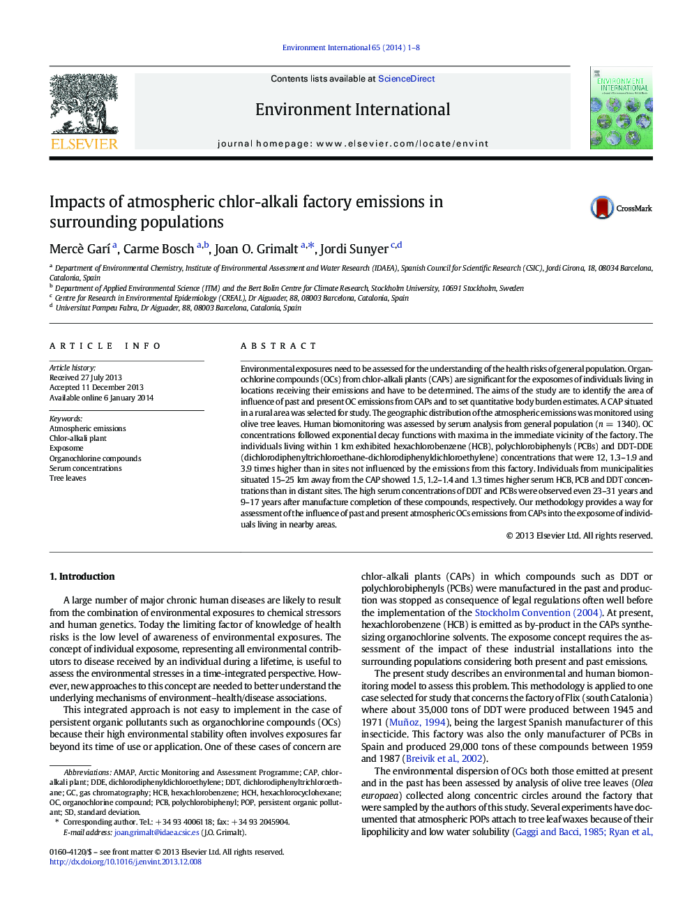 Impacts of atmospheric chlor-alkali factory emissions in surrounding populations