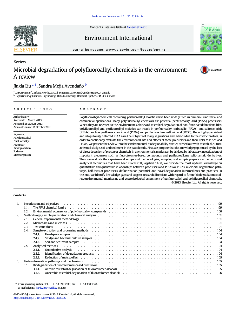 Microbial degradation of polyfluoroalkyl chemicals in the environment: A review