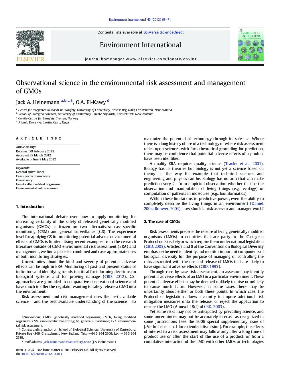 Observational science in the environmental risk assessment and management of GMOs