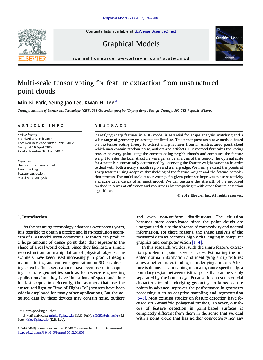 Multi-scale tensor voting for feature extraction from unstructured point clouds