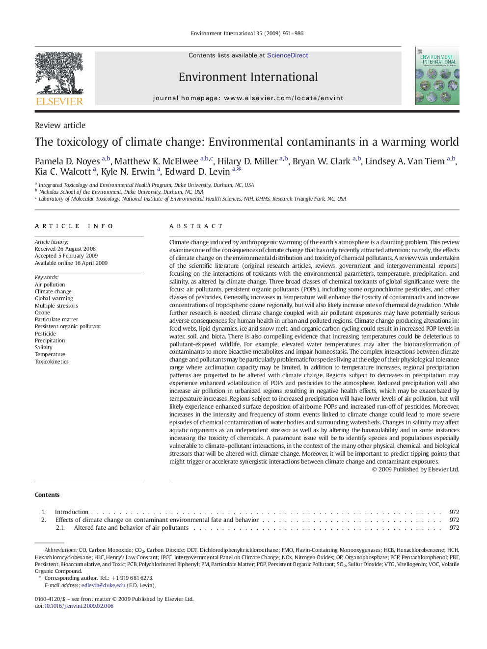 The toxicology of climate change: Environmental contaminants in a warming world