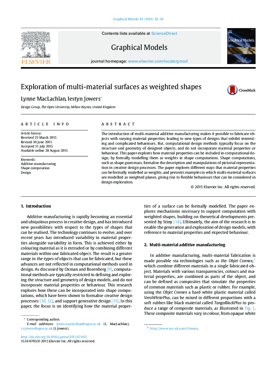 Exploration of multi-material surfaces as weighted shapes