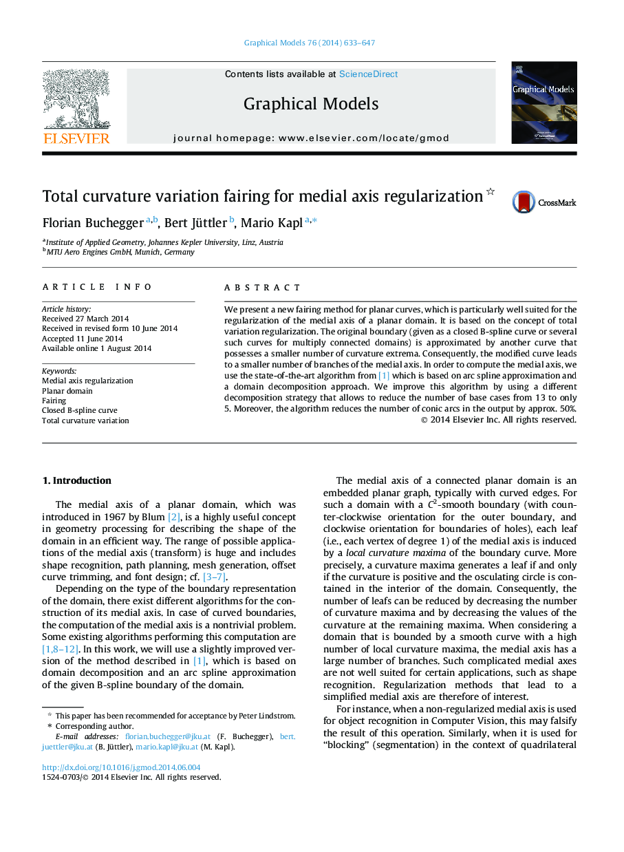 Total curvature variation fairing for medial axis regularization 