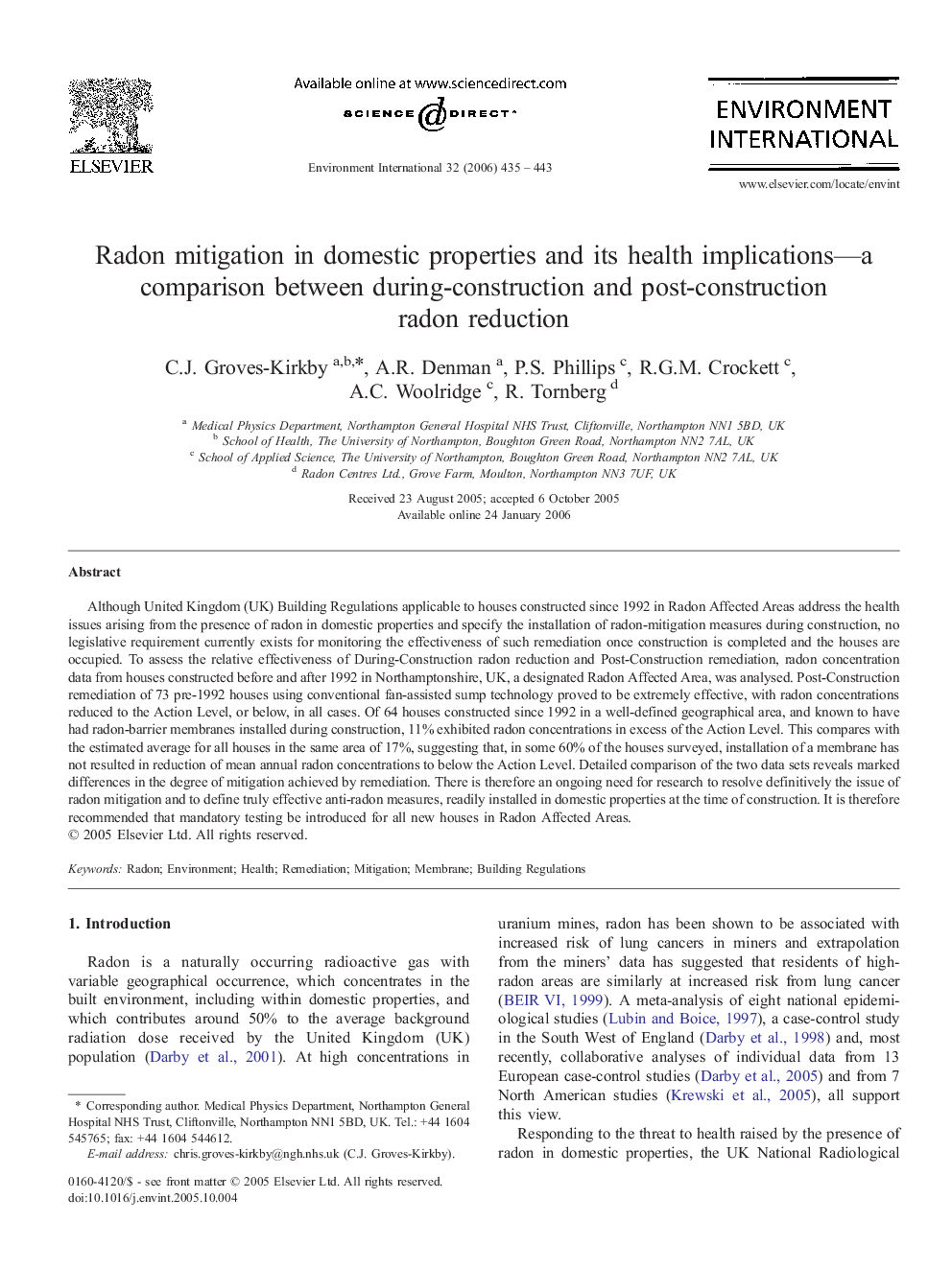 Radon mitigation in domestic properties and its health implications—a comparison between during-construction and post-construction radon reduction